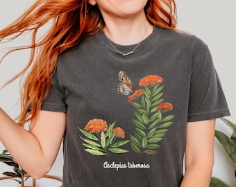 Monarch Butterfly T-shirt, Milkweed Inspired, Native Gardening, Sustainable Style, Gift for Gardener, Garden Apparel, Nature Lover Shirt