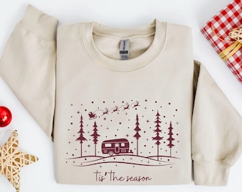 Weihnachts Camping Sweatshirt: Urlaub Camper Rundhalsausschnitt