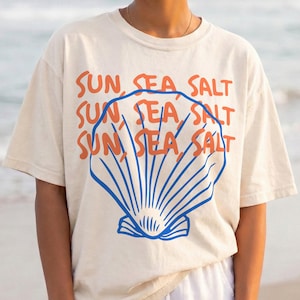 T-shirt rétro à motif coquillage : chemise d'été côtière confortable