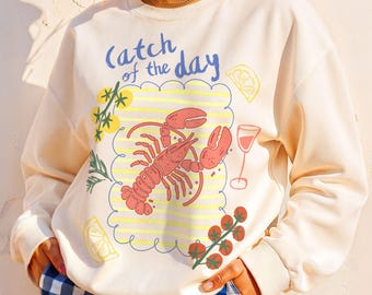 Lobster Sweatshirt: Coastal Comfort Colors Crewneck - Nautical Gift