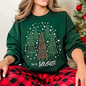 Let it Snow Christmas Tree Sweatshirt: Holiday Crewneck