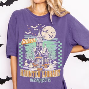 Bookish Halloween Shirt: Haunted Library Comfort Colors Tee