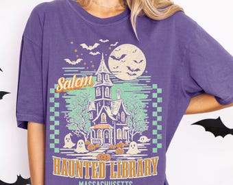 Bookish Halloween Shirt: Haunted Library Comfort Colors Tee