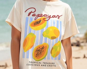 Papaya Graphic Tee: Women's Tropical Fruit Shirt
