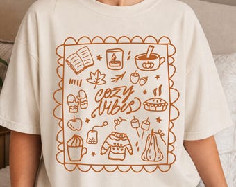 Comfort Colors® Cozy Season Shirt,  Fall Doodles Graphic Tee