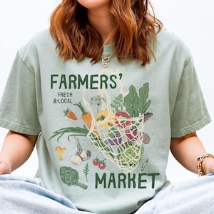 Camiseta de verão Tomato Girl: camiseta com estampa de cores confortáveis para o mercado de produtores