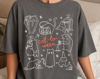 Cat Halloween Shirt: Spooky Cat Lover Comfort Colors® Tee