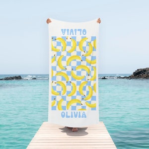 Serviette de plage banane personnalisée : cadeau serviette de piscine personnalisée