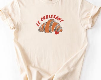 Camiseta de croissant, camiseta de moda del club del desayuno, camiseta de pasteles franceses, camiseta de brunch de colores cómodos