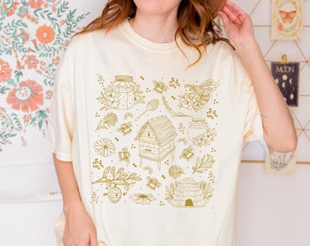 Camiseta de abejas para mujer, camiseta "Salva a las abejas", camiseta gráfica extragrande, regalo de apicultor, inspirada en la naturaleza.