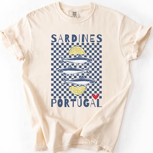 Vintage Sardines Graphic Tee: Portugal Coastal Comfort Colors Shirt