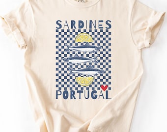 Vintage Sardines Graphic Tee: Portugal Coastal Comfort Colors Shirt