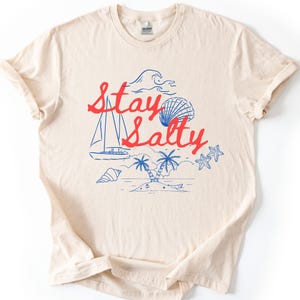 T-shirt graphique Stay Salty : chemise Beachy Summer en coton