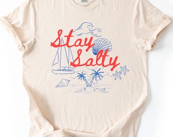 Stay Salty Graphic Tee: Beachy Summer Cotton Shirt
