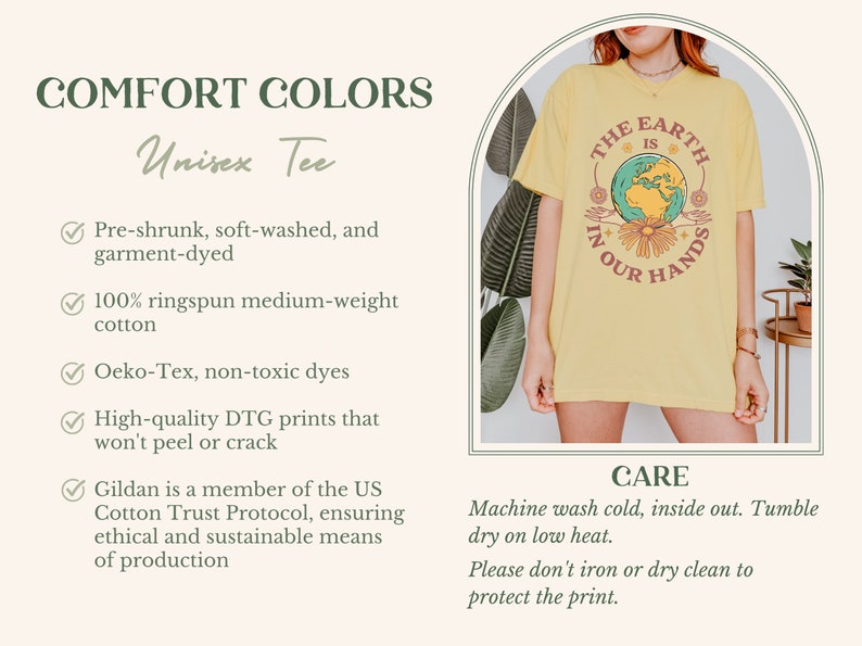 A care guide for Comfort Colors unisex shirts.