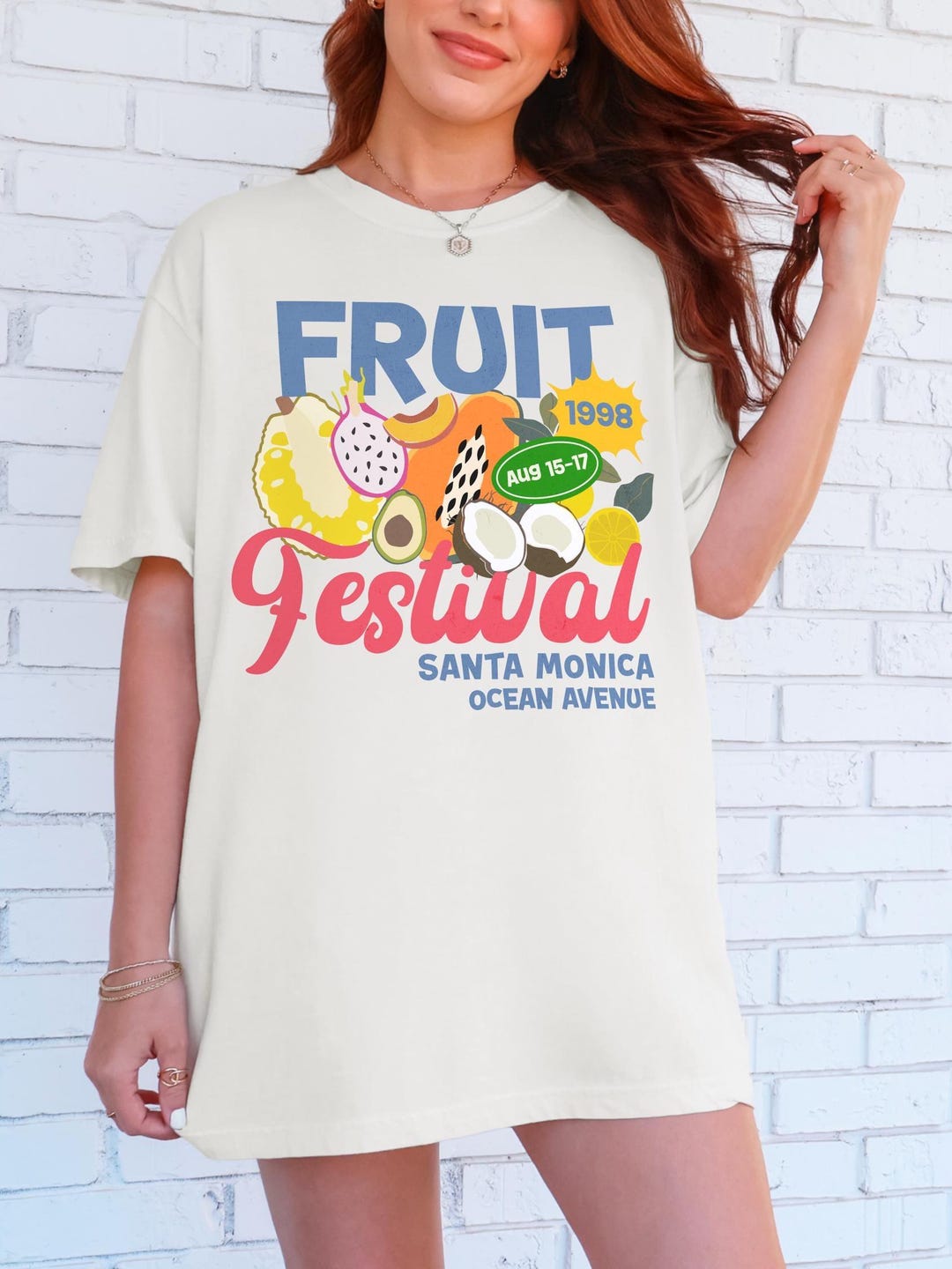 Retro Fruit Festival Graphic Tee: Santa Monica Foodie Shirt - Etsy