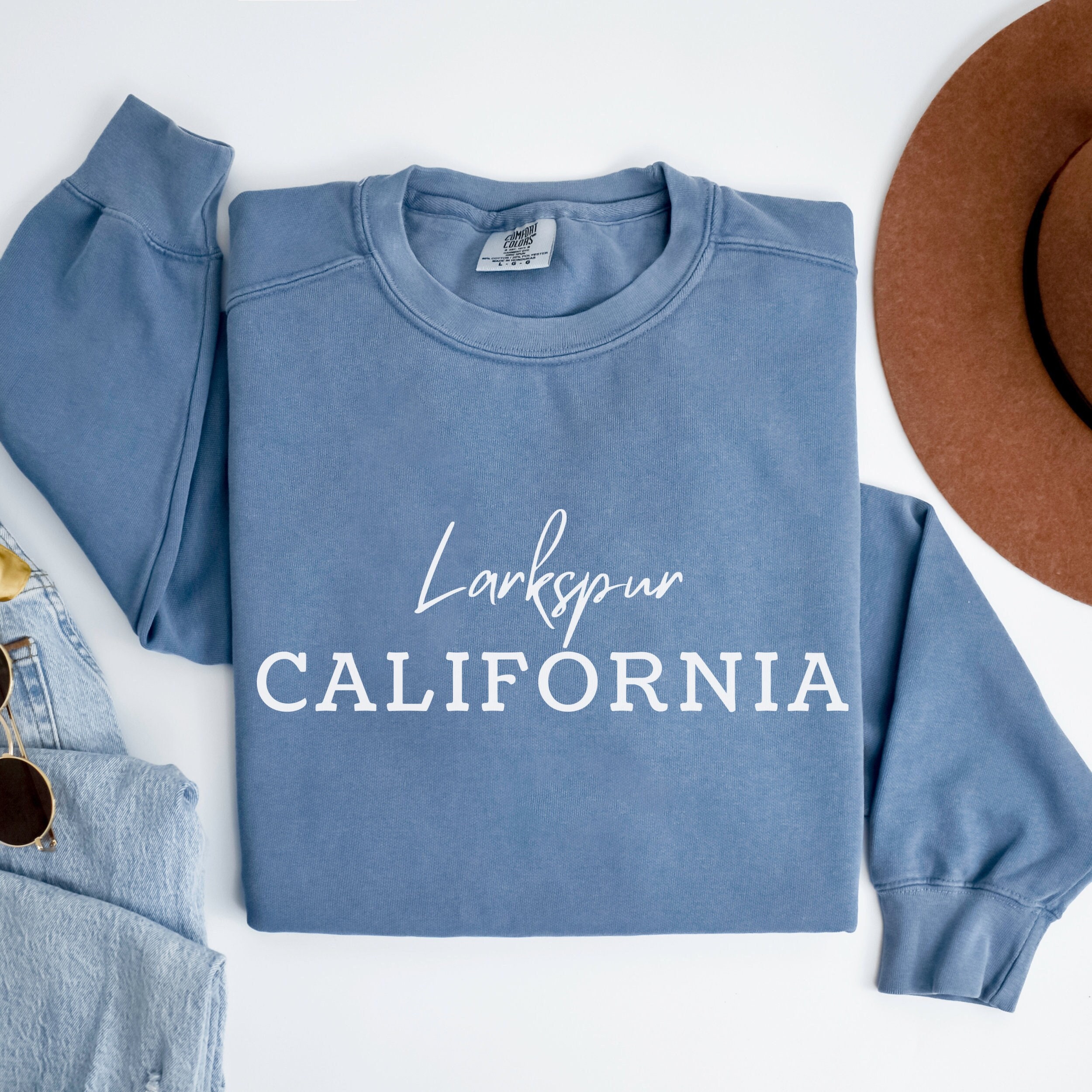 Customized Comfort Colors Sweatshirt with City and State, Hometown Crewneck