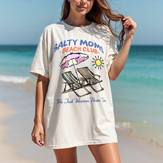 The Beach Club Shirt, Trendy Summer T-shirt with Retro Aesthetic, Funny Salty Mom Tee Gift, Aesthetic Beach Girl Style for Mother's Day