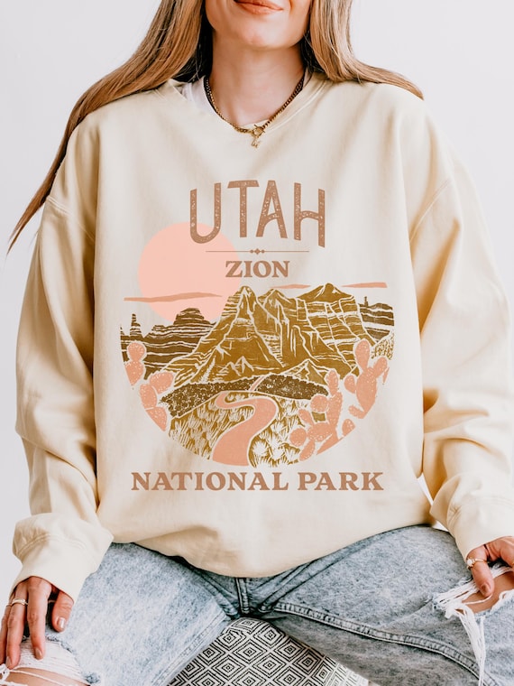 Zion National Park Sweatshirt: Lightweight Comfort Colors Crewneck Pullover