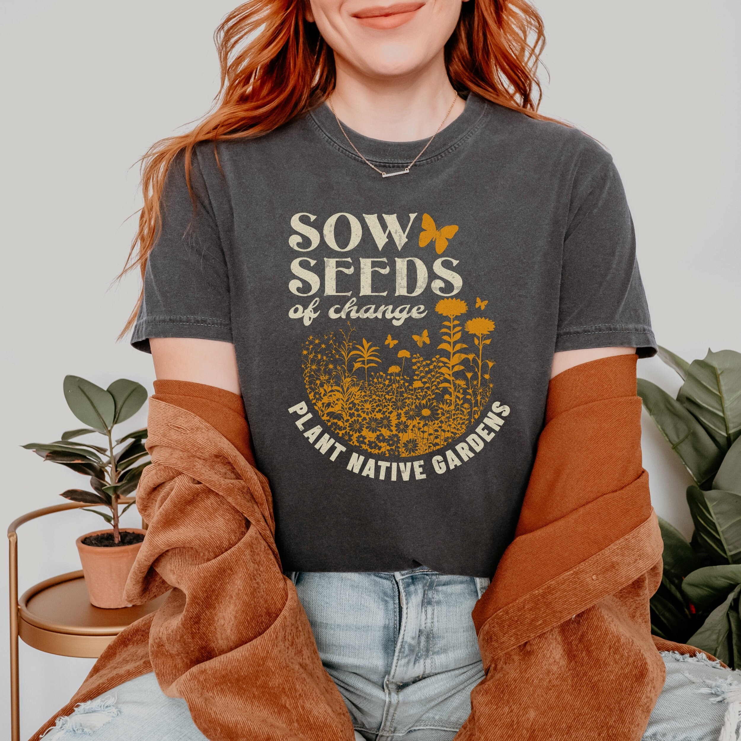Plant Native Shirt, Gardening Gift, Sustainable Gardening, Comfort Colors,  Water Conservation, Oversized - Etsy Israel