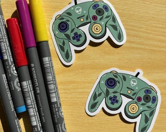 Floral GameCube Controller Sticker, Gamer Gift