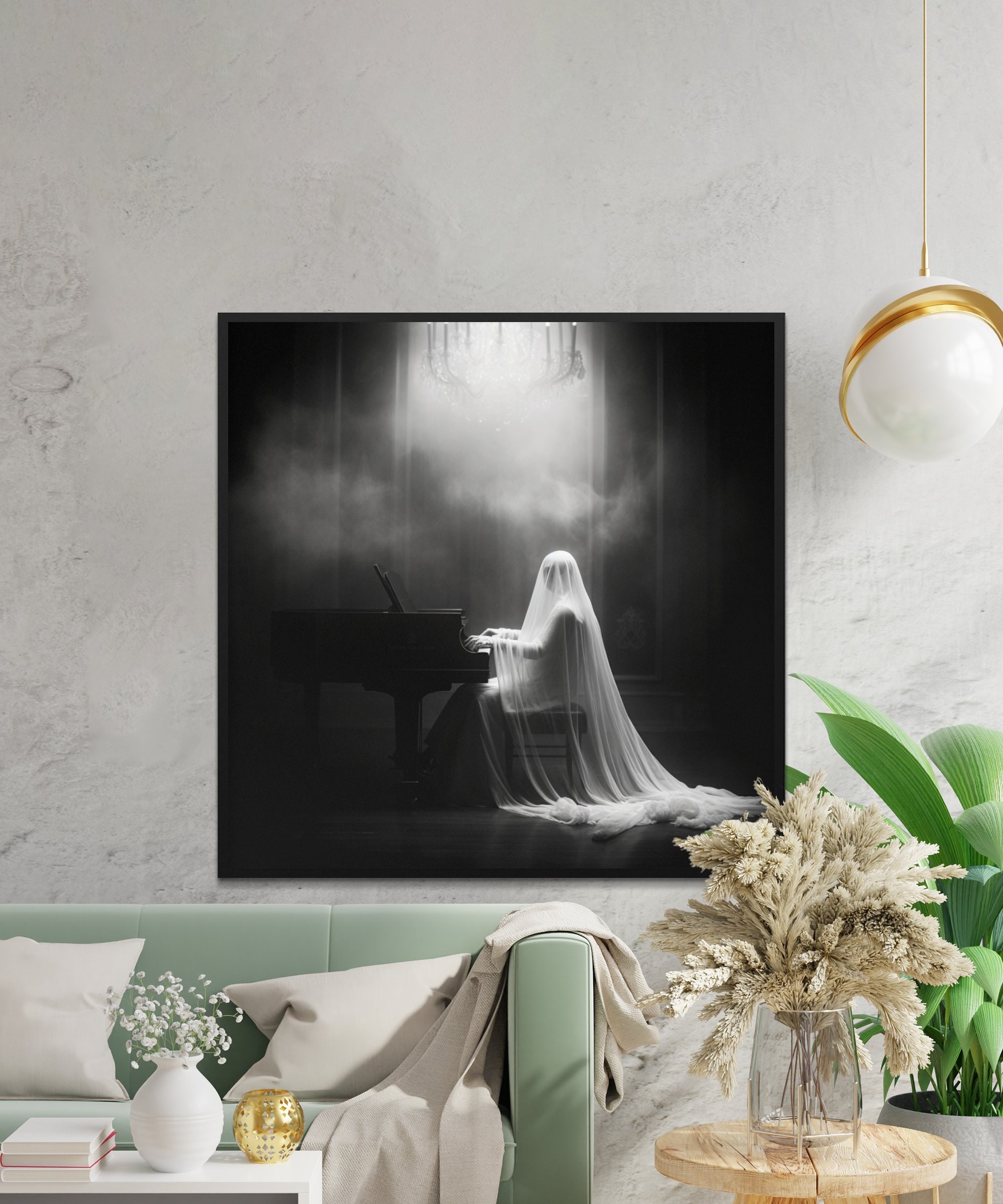 Eerie Ghost Playing Piano – Haunted Digital Art | Spooky Halloween Wall ...