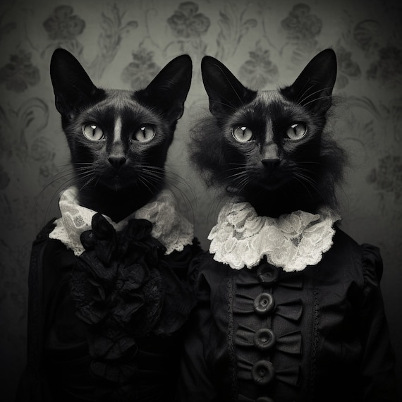 Two Vintage Cats in Costume Digital Art - Etsy Two Vintage Cats in Costume Digital Art - Etsy