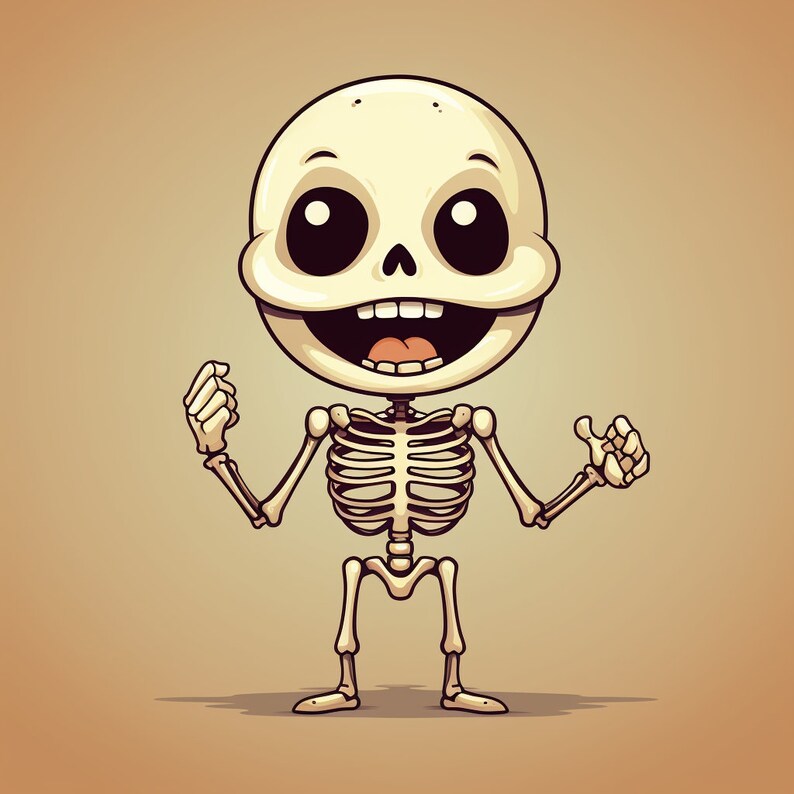 Cute Halloween Skeleton Art – Funny Cartoon Ghost Print, Fall Kids Wall ...