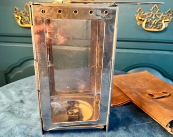 WWII Swiss Army Folding Candle Lantern St.N. Marked | Vintage Military Faltlaterne Trench Lamp with Canvas Pouch | Bushcraft Camp Gear