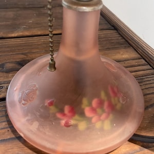 Vintage Frosted Pink Hand Painted Boudoir Southern Belle Lamp