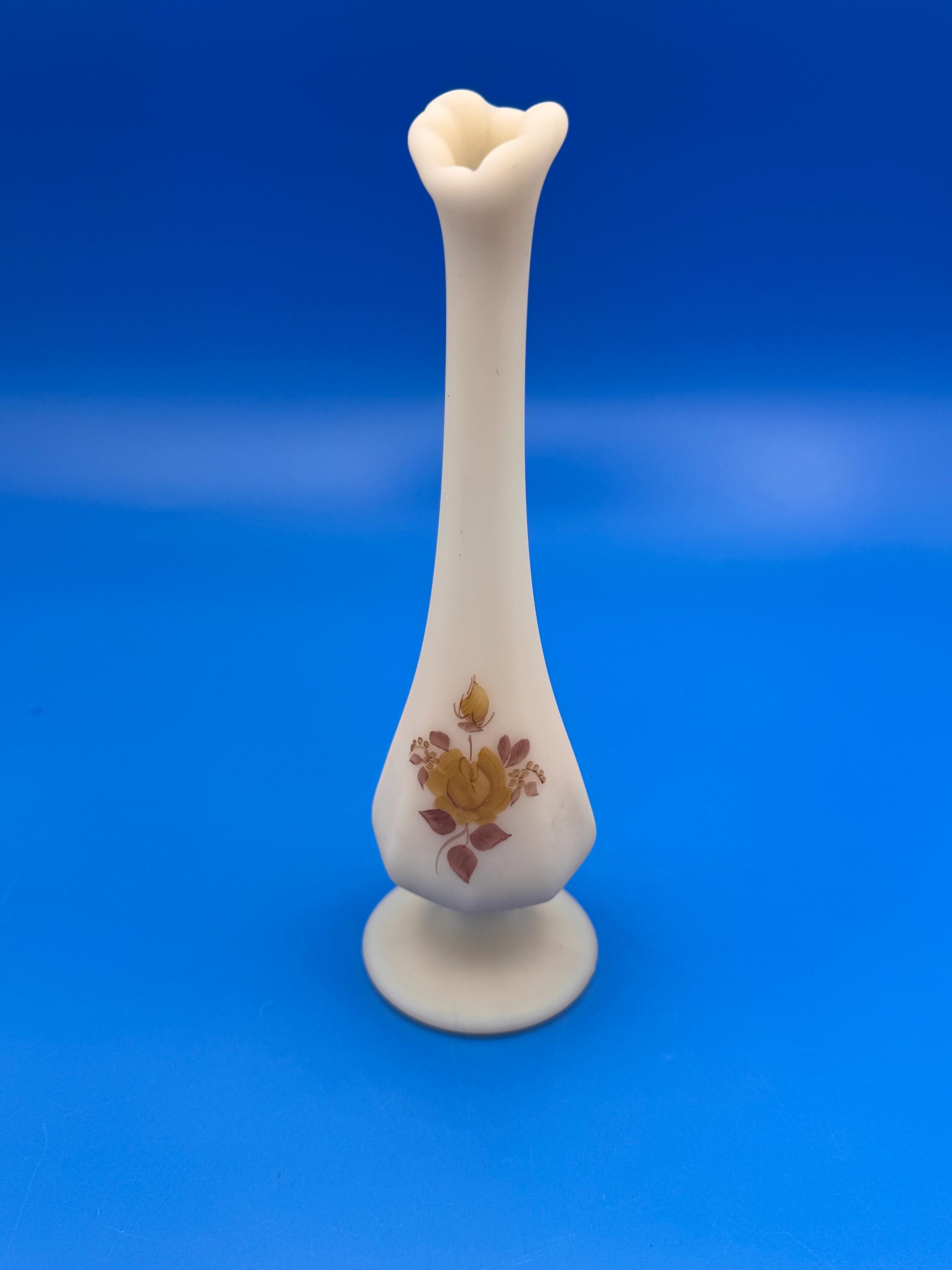 Fenton Custard Uranium Glass Vase Hand Painted - Etsy