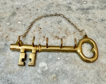 Vintage Brass Skeleton Key Hanging Key Rack Holder