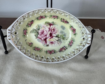 Arnart floral Porcelain footed dish with pink roses