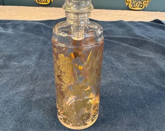 Vintage Nina Ricci L'Air du Temps Large Perfume Bottle - Gold Floral Gilt & Bird Motif - Mid-Century French Crystal Decor
