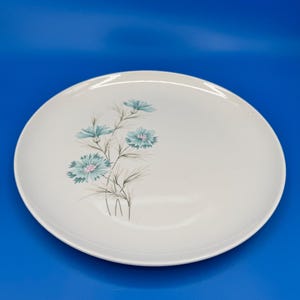 Vintage Taylor Smith Taylor Ever Yours Boutonniere Dinner Plate, 1962 Mid Century Modern Blue Flower Ceramic Replacement China, TS&T