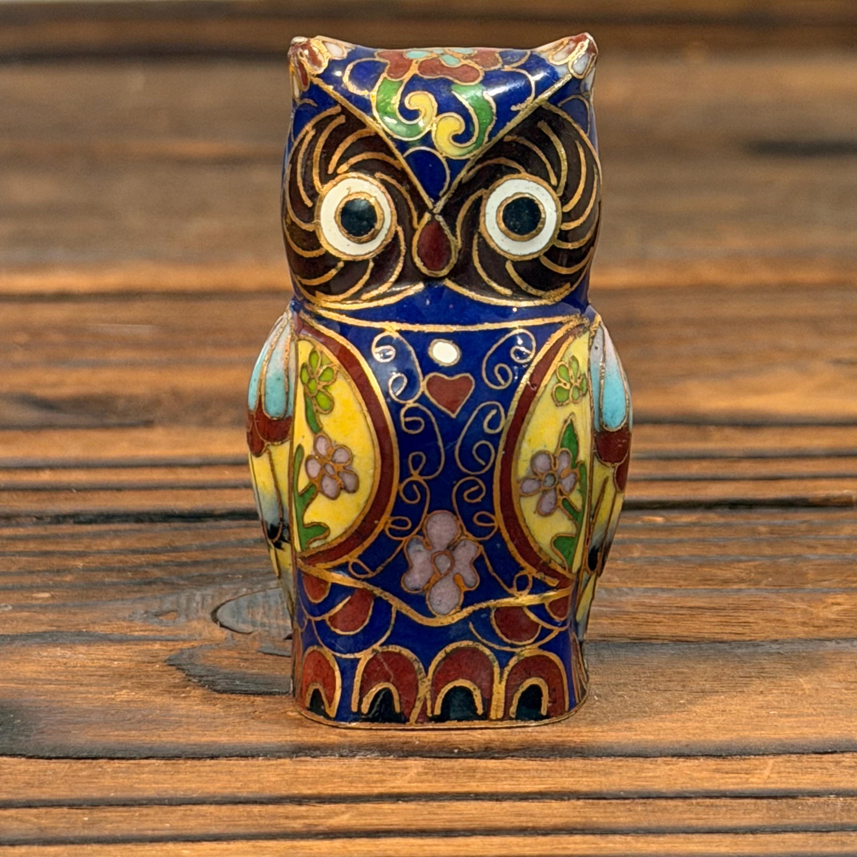 Vintage 1988 Franklin Mint Cloisonn&eacute; Owl Figurine |The Collector's Treasury of Owls Serie