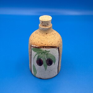 Vintage Batya Erdstein Signed Ceramic Olive Oil Bottle | Israel Studio Pottery High-Fired Stoneware Cruet with Cork, Mint Condition
