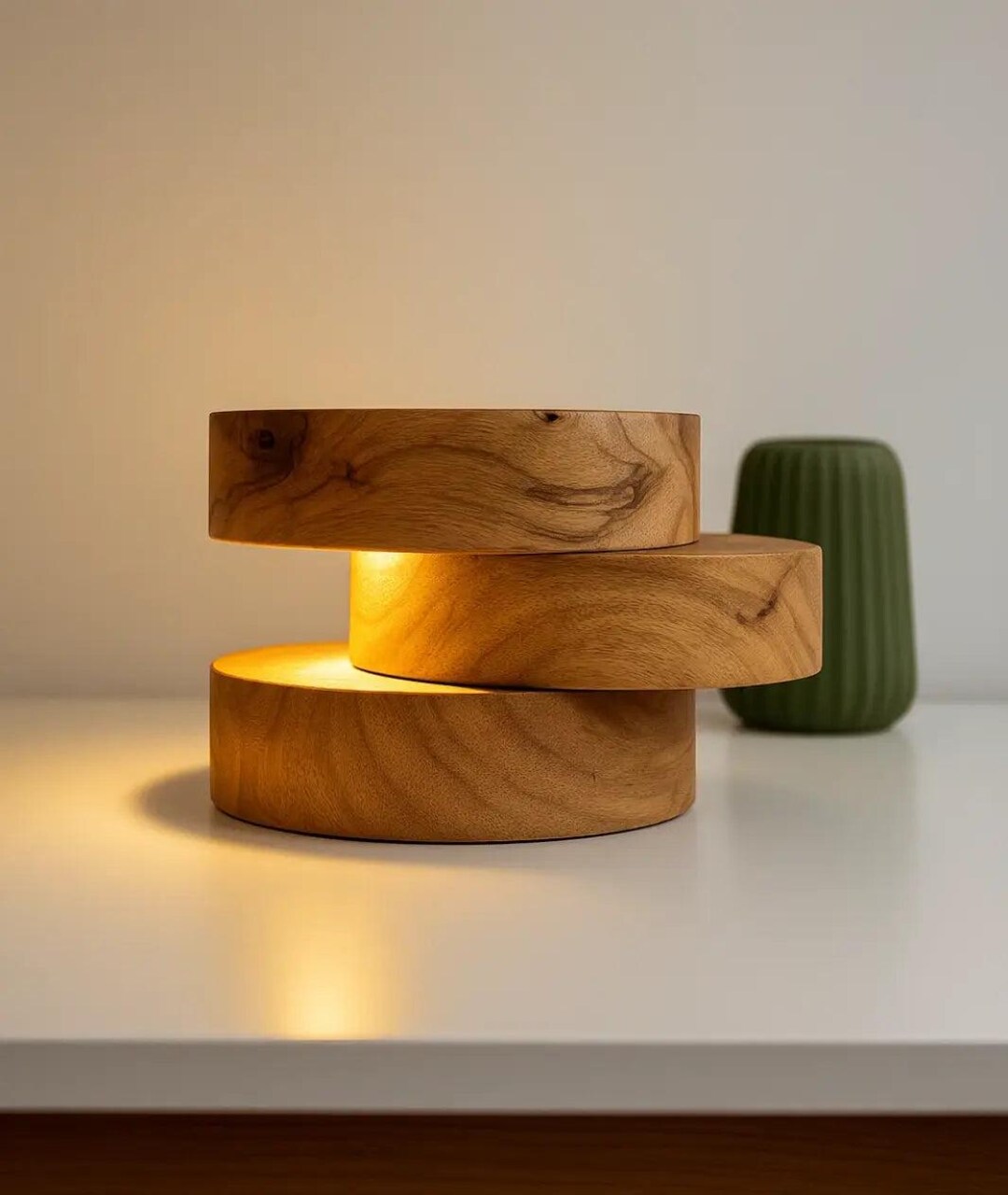 Stacked Wood Table Lamp | Mid Century Cantilever LED Desk Light - Etsy