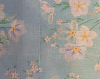 Blue and Teal Floral Polyester Fabric