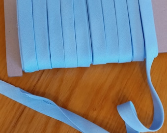Powder Blue Double Fold Bias Tape: 1/2" Cotton Quilt Binding (3 Yards)