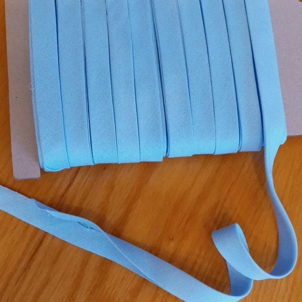 10 Yards of Light Blue 100% Cotton 1/4" Double Fold Bias Tape, Handmade Quilt Edging, Quilt Binding