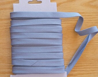 10 Yards of Gray 1/4" Double Fold Bias Tape, 100% Cotton Quilt Binding