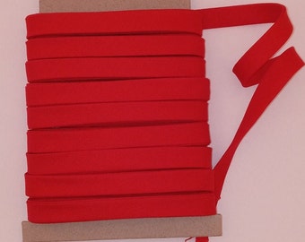 10 Yards of Bright Red 1/4" Double Fold Bias Tape, 100% Cotton Handmade Quilt Binding