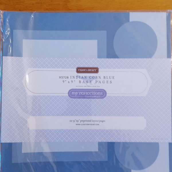 CTMH Close To My Heart Discontinued Indian Corn Blue 9" x 9" Base Pages, Kids Craft supplies, Retired Close To Me Heart, Hostess Gift
