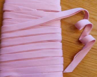 10 Yards of Light Pink 1/4" Double Fold Bias Tape, 100% Cotton Quilt Binding, Handmade Edging