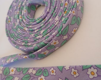 Purple Floral 1/2" Double Fold Bias Tape