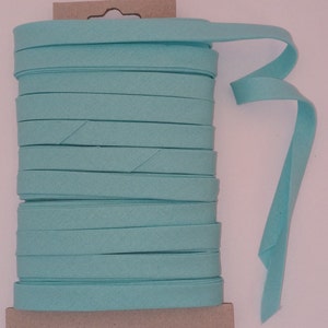 3 Yards of Aqua 1/4&quot; Double Fold Bias Tape Binding, Pale Green Quilt Binding, 100% Cotton Fabric Bias Tape, Craft Edging