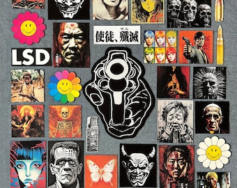CUSTOM MADE PATCHES | Dtg print patch, Sew on patch, Iron on patch, Skelleton patch, Horror patch, Japanese patch, Skull patch, Anime patch