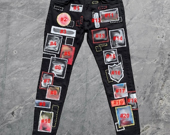 CUSTOM PATCHED JEANS | I will make custom jeans patched with your images, Custom made jeans, Fully customizable patchwork pants, Crust pants