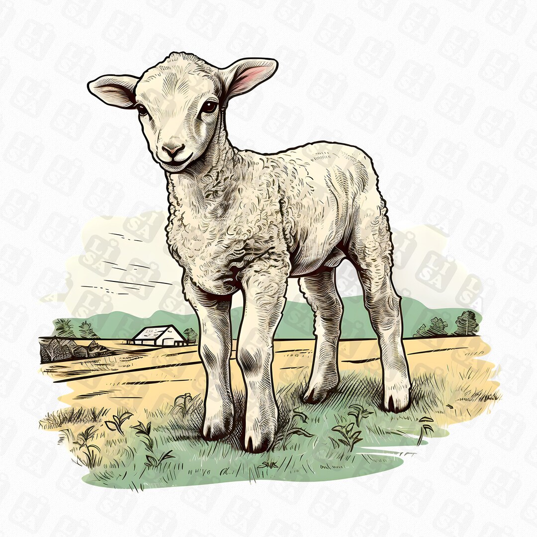 Vintage Lamb Farm Animal PNG Clipart Cute Lamb Clipart for Baby Animal ...